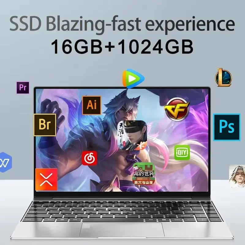 14.1" Intel 10-Core Gaming Laptop – 120Hz, Up to 32GB DDR4, 2TB SSD, Windows 11 Pro