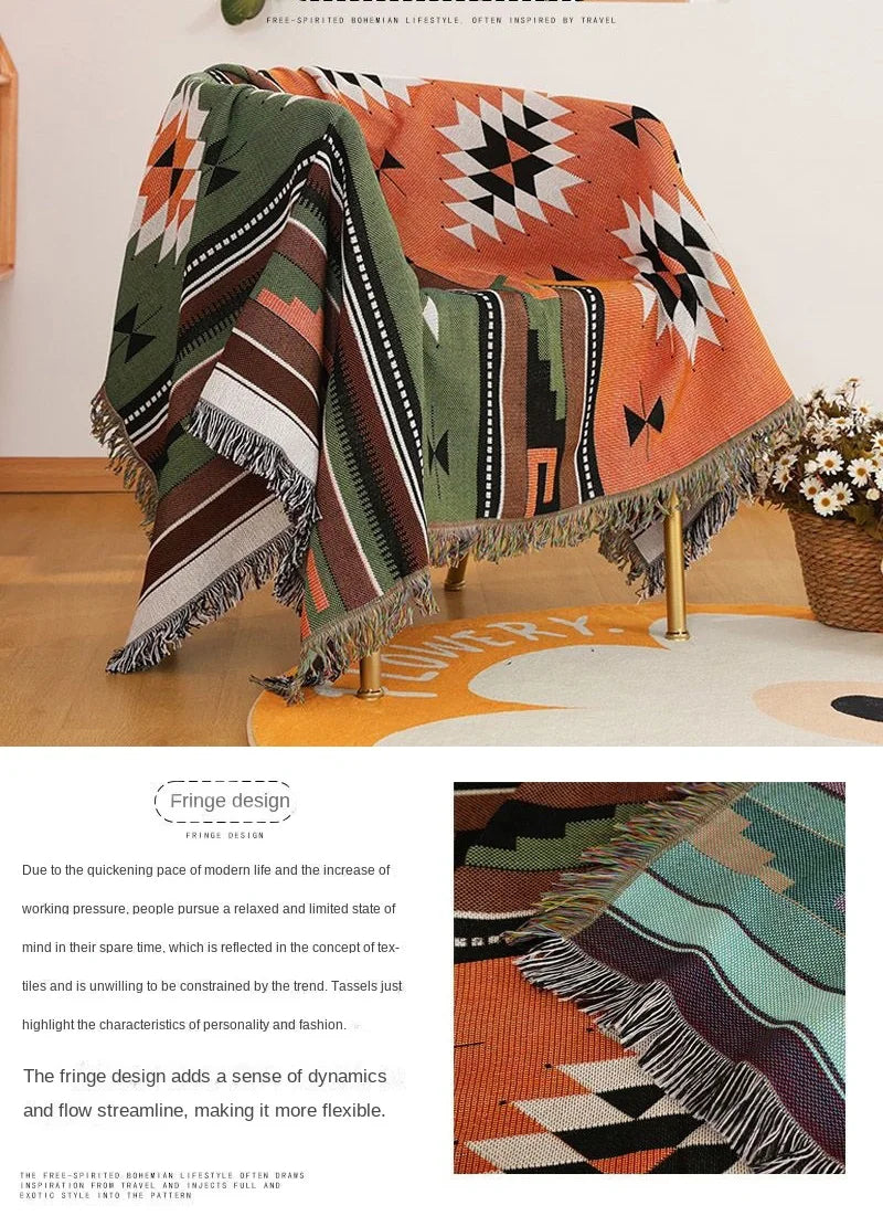 Bohemian Plaid Blanket for Sofa bed Decorative Blankets Outdoor Camping Picnic Blanket Boho Sofa cover throw Blanket With Tassel