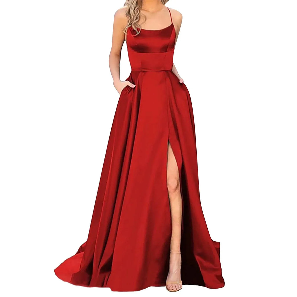2024 New Women Dress Elegant Vintage Ladies Backless Long Dresses Wine Party Prom Wedding Floor Length Evening Dress For Women