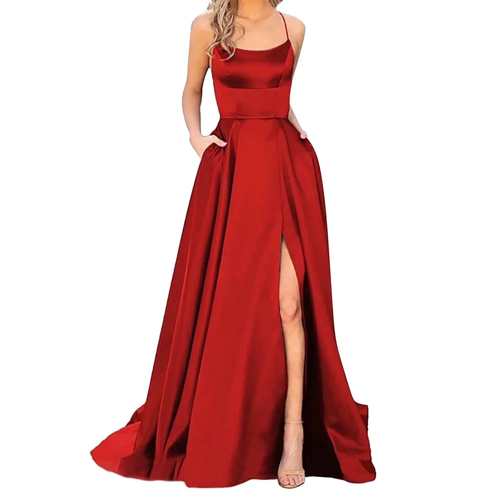 2024 New Women Dress Elegant Vintage Ladies Backless Long Dresses Wine Party Prom Wedding Floor Length Evening Dress For Women