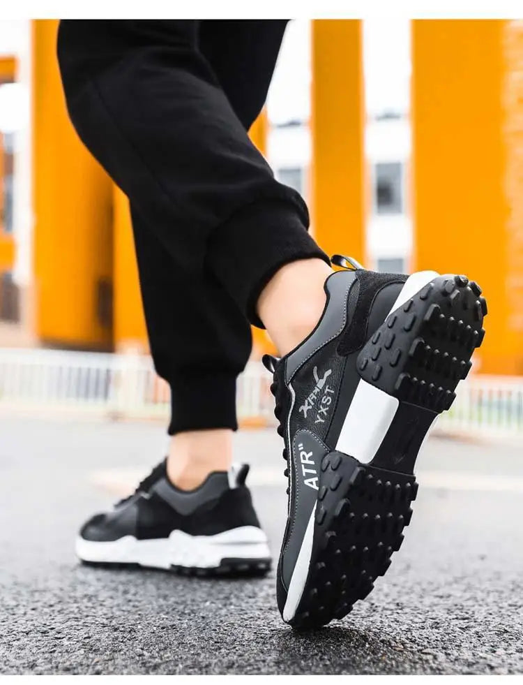 Men's Breathable Faux Leather Lace-Up Sneakers