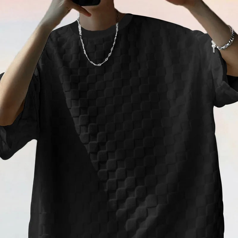 Men's Oversized Chessboard Plaid Shirt & Shorts Set – Loose Summer Leisure 2-Piece