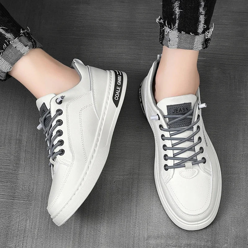 Men’s Breathable White Casual Sneakers — Lightweight Everyday Shoes