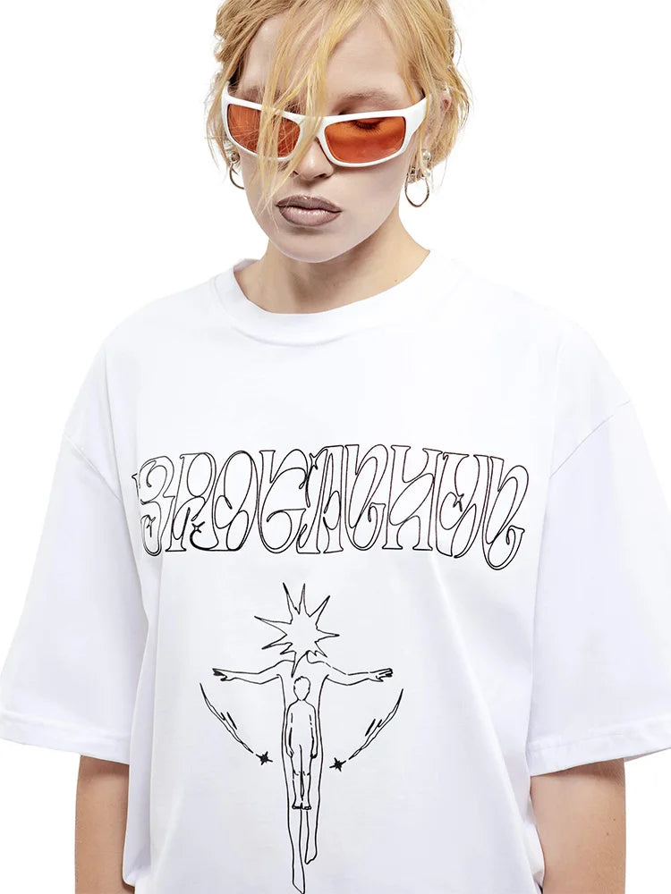 Y2K Harajuku Vintage Tour Graphic Oversized T-Shirt — 100% Cotton Streetwear Tee Unisex