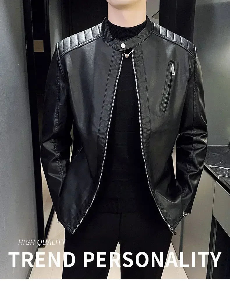 Men's Faux Leather Jacket – White or Black Slim Fit