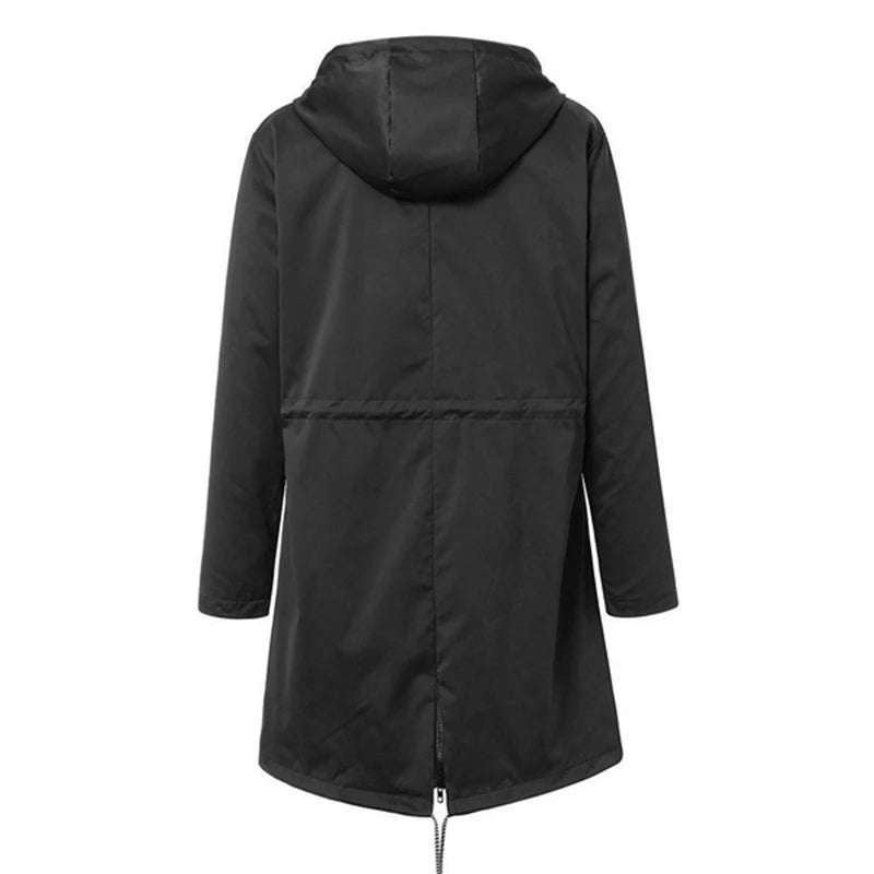 Women's Waterproof Hooded Raincoat – Lightweight Trench Jacket