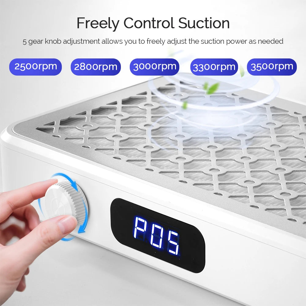 Professional Turbo Nail Dust Collector – Brushless Two-Fan Strong Suction Nail Vacuum Extractor