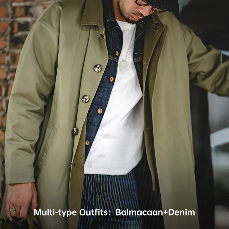 Men's Workwear Trench Coat – Loose Fit Cotton Chore Jacket