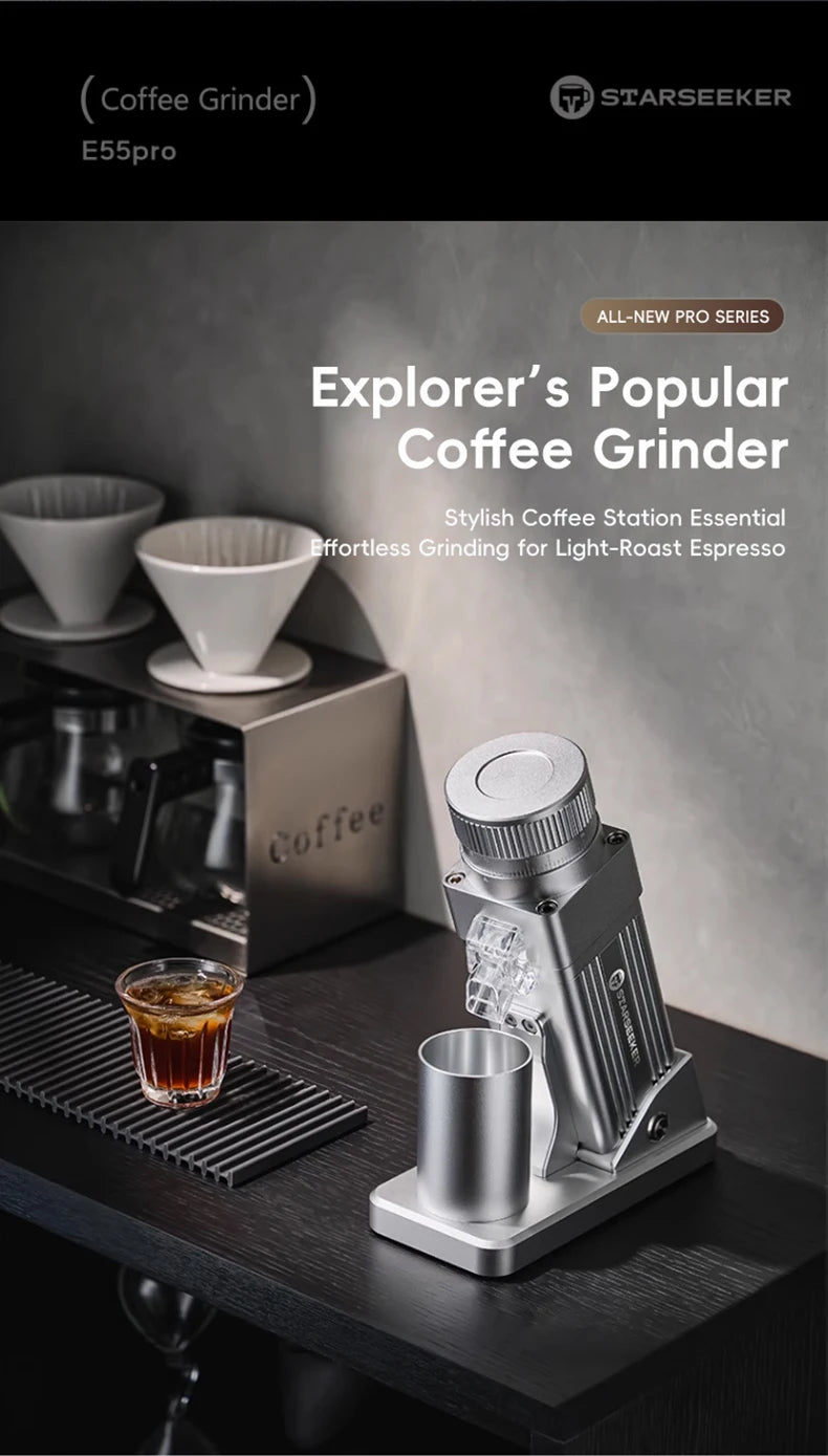 Electric Burr Coffee Grinder — 72W Conical Burr, 11+ Grind Settings, Aluminum Body