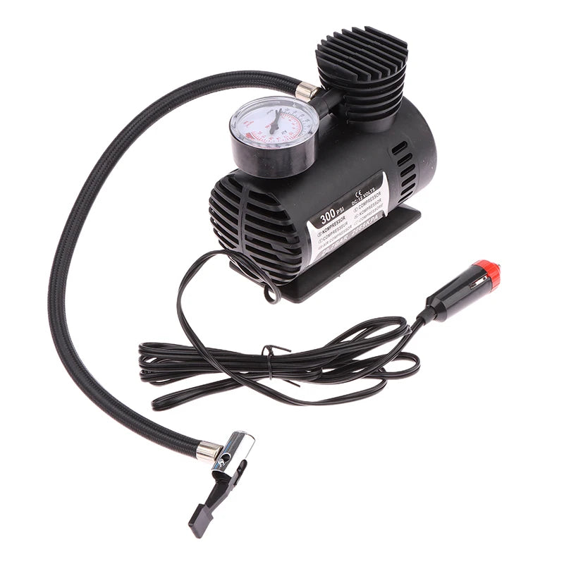 12V Corded Tire Inflator with Analog Gauge, 300 PSI