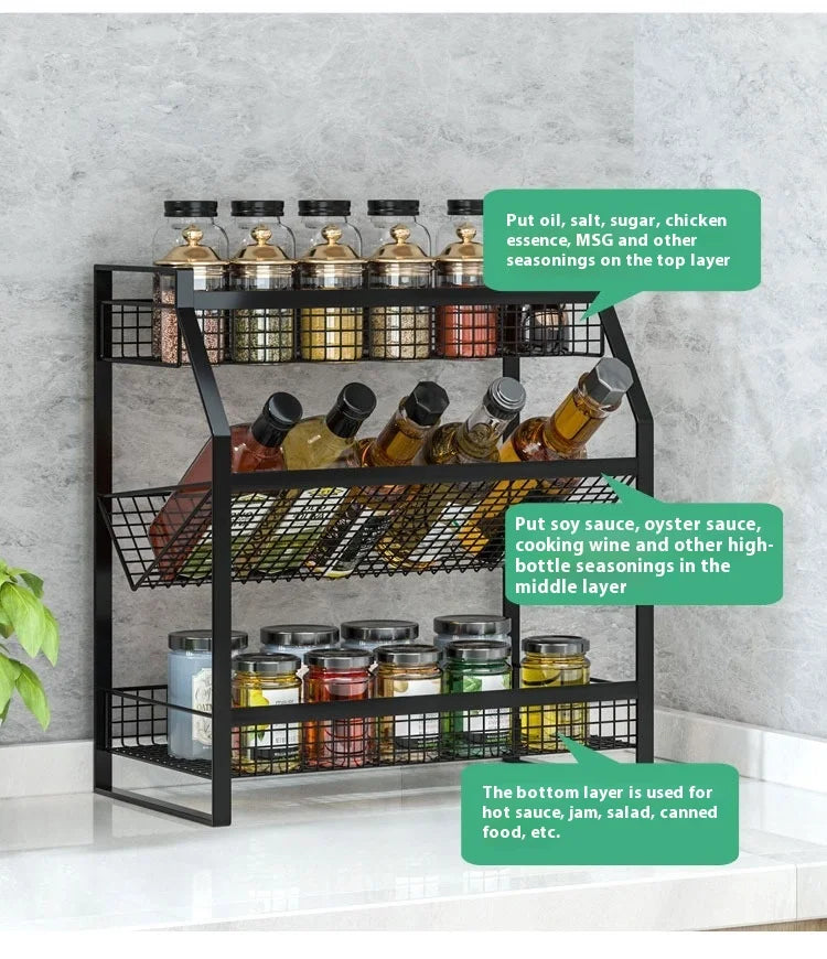 Multi-Tier Metal Spice Rack & Kitchen Drawer Cabinet Organizer – Countertop, Pantry & Under-Sink Storage