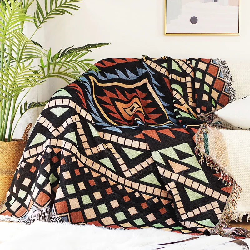 Bohemian Plaid Blanket for Sofa bed Decorative Blankets Outdoor Camping Picnic Blanket Boho Sofa cover throw Blanket With Tassel