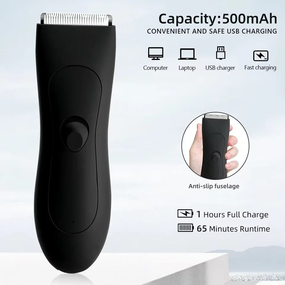 Full Body Hair Trimmer – Waterproof, Ceramic & Steel Blades, Bikini & Groin Safe, USB Rechargeable