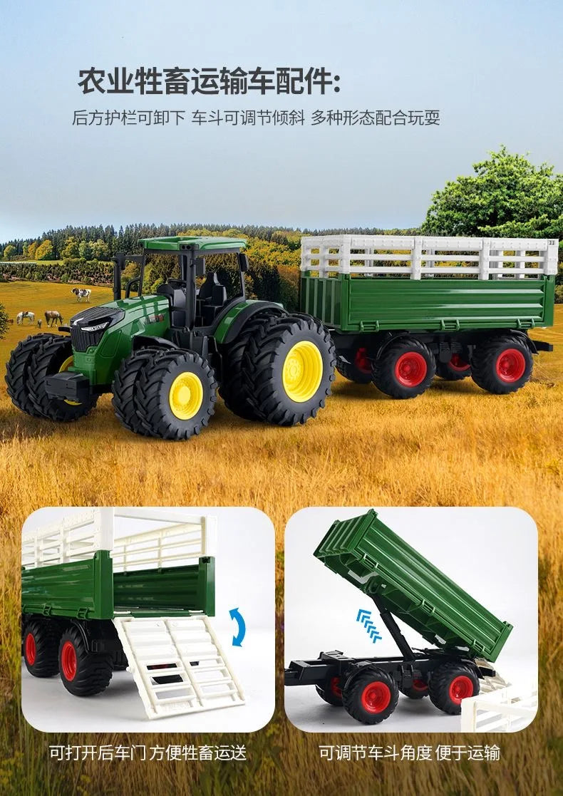 Farm Tractor Toy with Trailer & Accessories – Simulation Farmer Vehicle Set for Kids