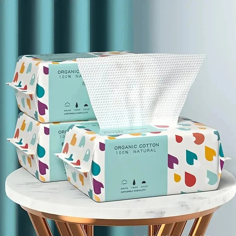 Soft. Pure. Disposable. — 100% Cotton Face Towels | 100 Count, Makeup Removing Wipes, Deep Cleansing, Skin-Safe, 15x20cm