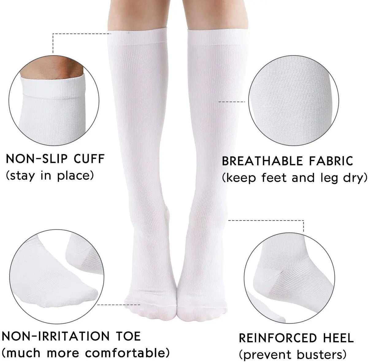 Women's Medical Compression Socks 20-30mmHg – 5 Pairs Varicose Veins, Diabetes, Nurse & Sports Running