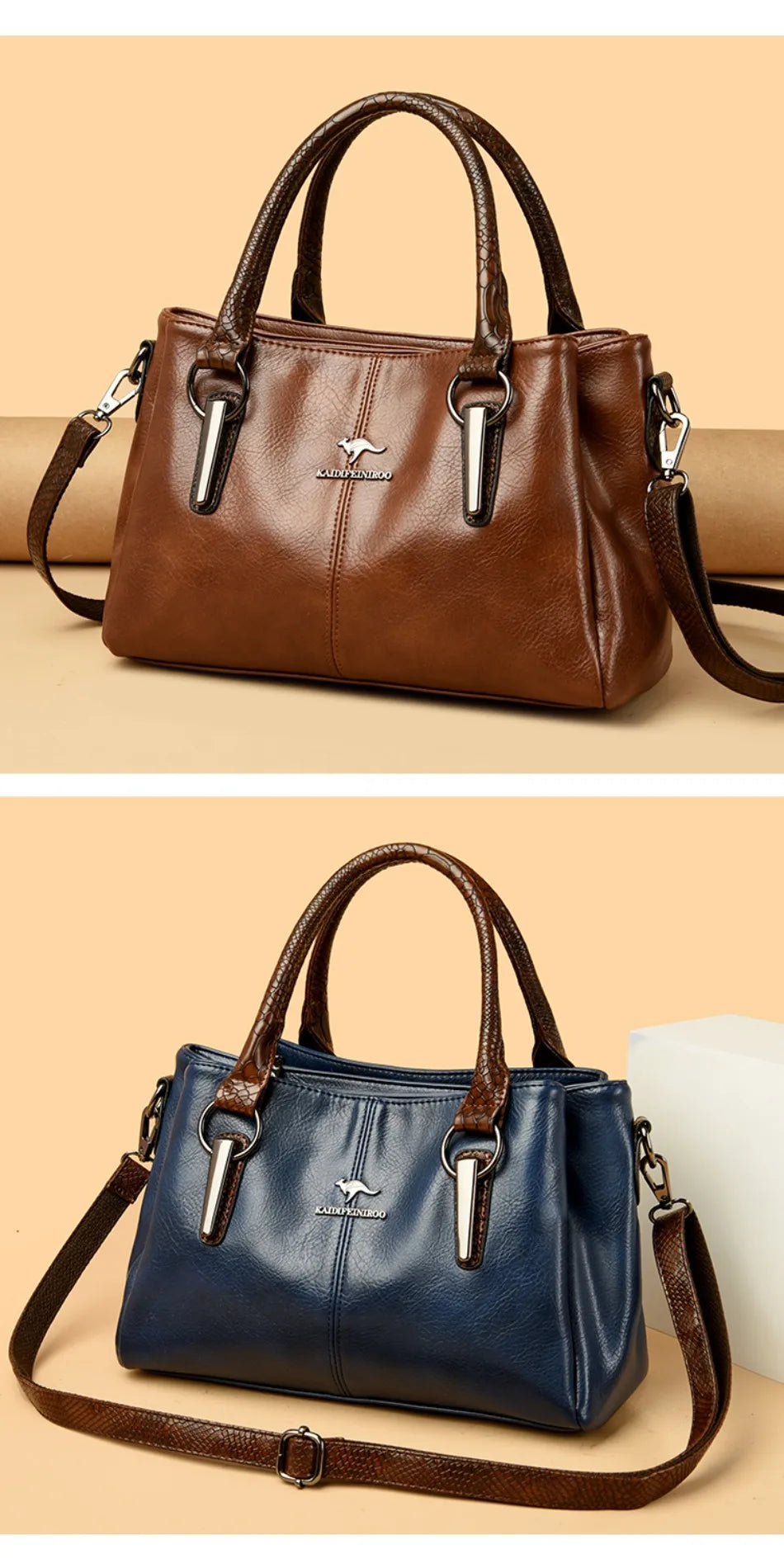Luxury Soft Leather Large Capacity Tote Crossbody Bag – Elegant Shoulder Handbag for Women