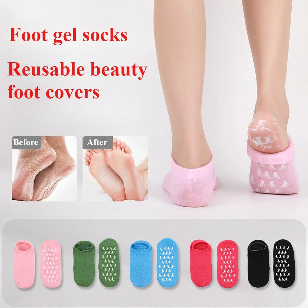 Soft Feet While You Sleep — Moisturizing Silicone Foot Socks | Dry & Cracked Heel Repair, Massage Texture, 7 Colors