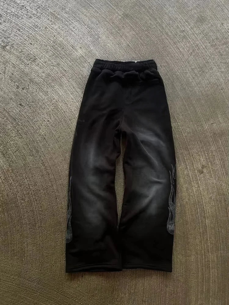 Men's Retro Gothic Punk 3D Print Straight Leg Pants — Loose Fit Streetwear Sweatpants