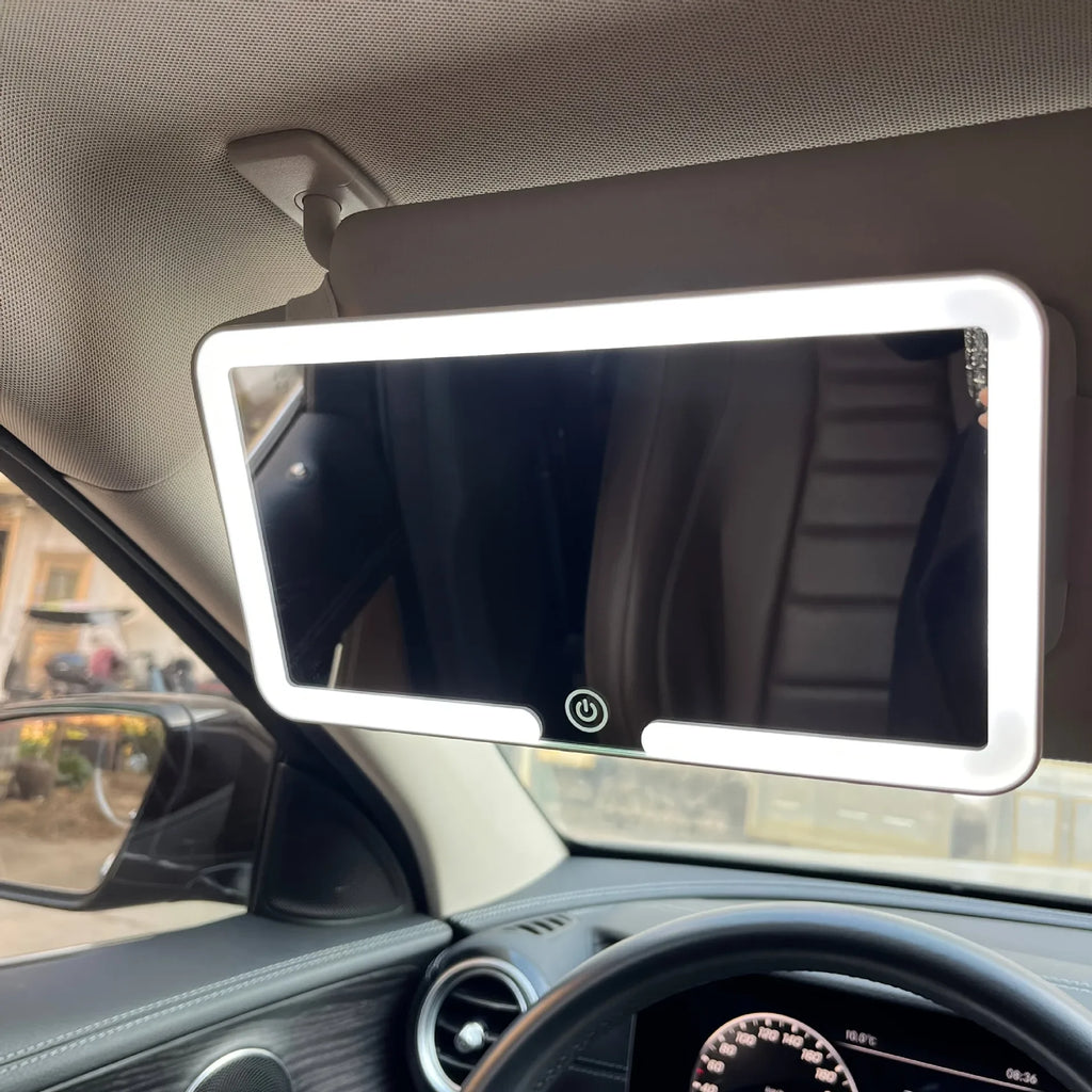 LED Car Sun Visor Vanity Mirror — Rechargeable HD Makeup Mirror