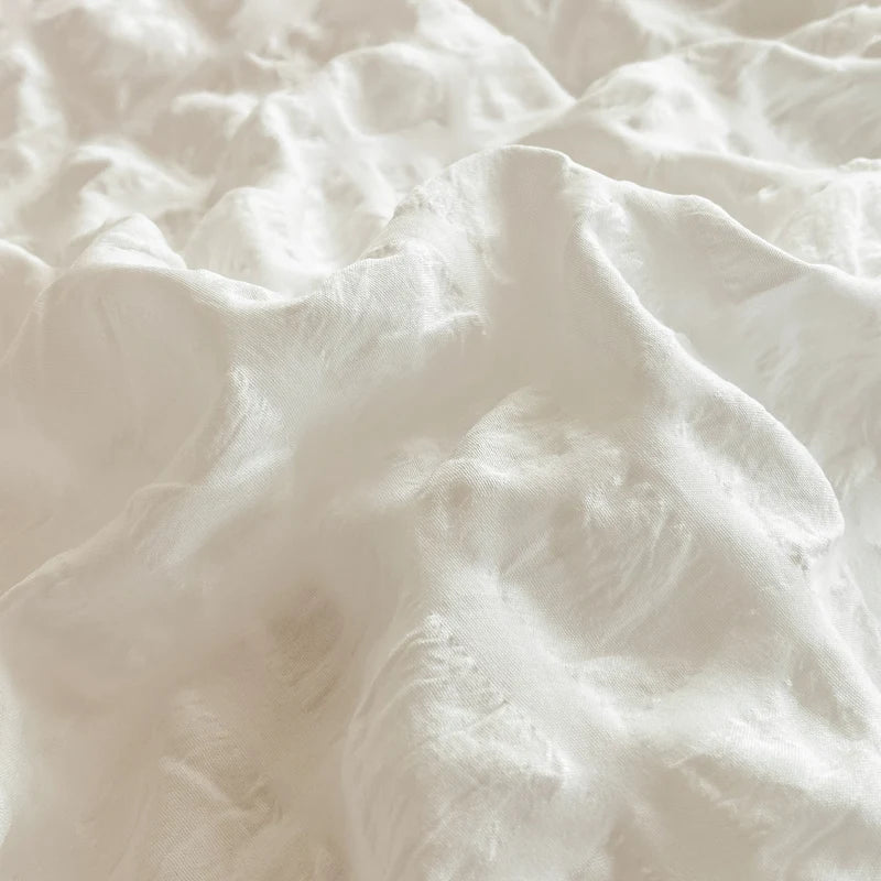 Korean Seersucker Lace Duvet Cover Set – 3-Piece Bedding, 3 Colors & 10 Sizes
