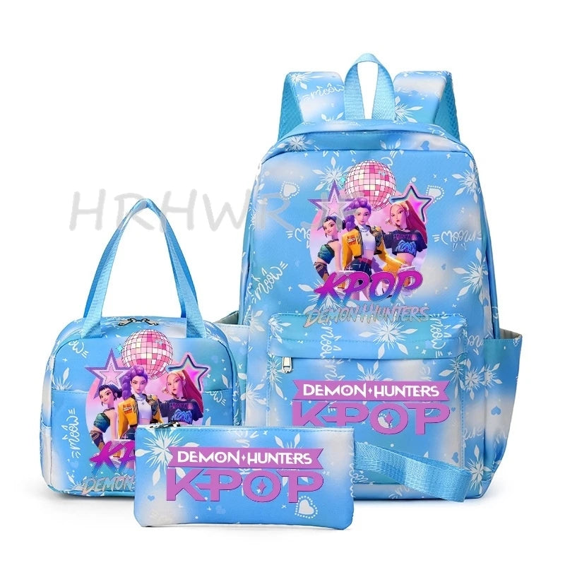 KPop Demon Hunter 3-Piece Backpack Set – School Bag, Shoulder Bag & Clutch