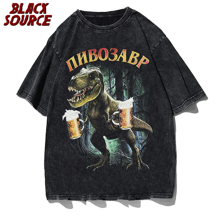 Pivosaurus Dinosaur Print T-Shirt — Unisex Casual Cotton Half Sleeve Graphic Tee