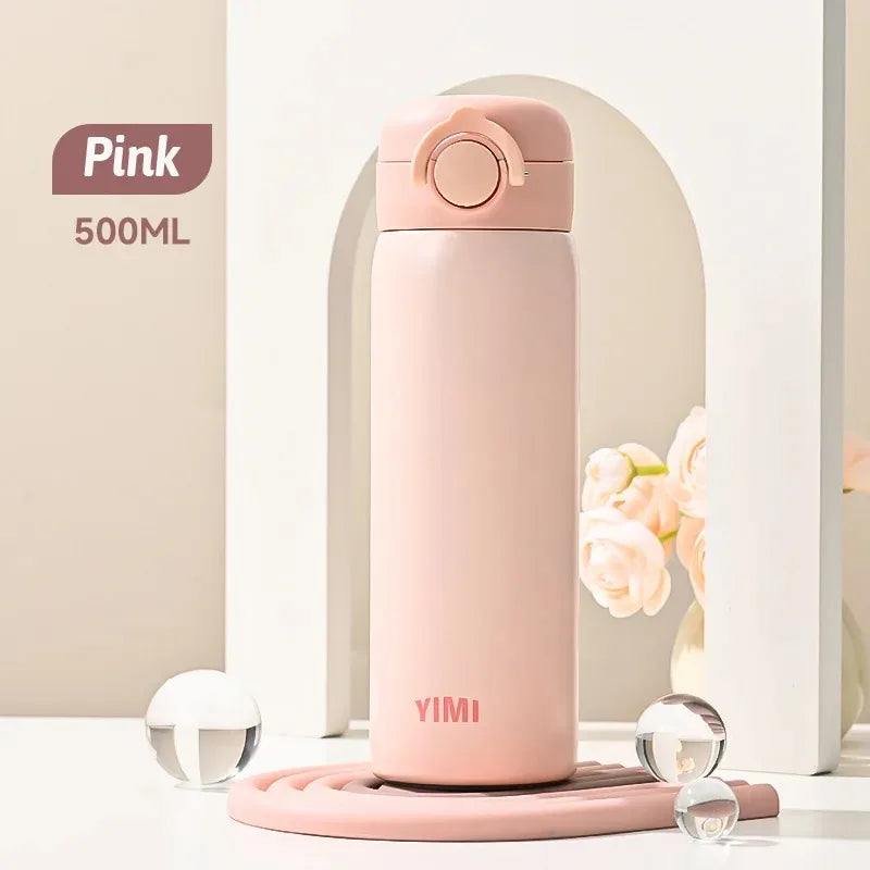 500ml 6-Layer Vacuum Thermos Tumbler – One-Touch Lid, 316 SS, Triple Seal Leakproof, Curved Spout, Soft-Touch Matte, 6 Colors