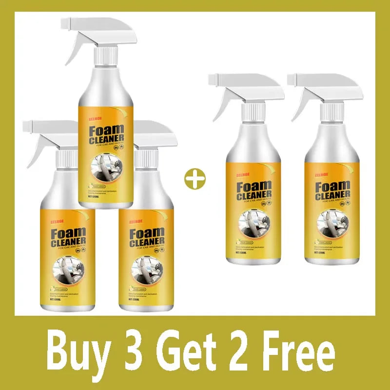 Deep Clean Without the Mess — Multifunctional Car Upholstery Cleaner | 120ml Foam Spray, Waterless Wash, pH Neutral, Stain Removal, 1/3/5/10pcs