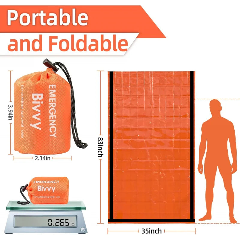 Emergency Mylar Survival Sleeping Bag – Thermal Bivy Sack, Lightweight Waterproof Shelter for Camping & Hiking
