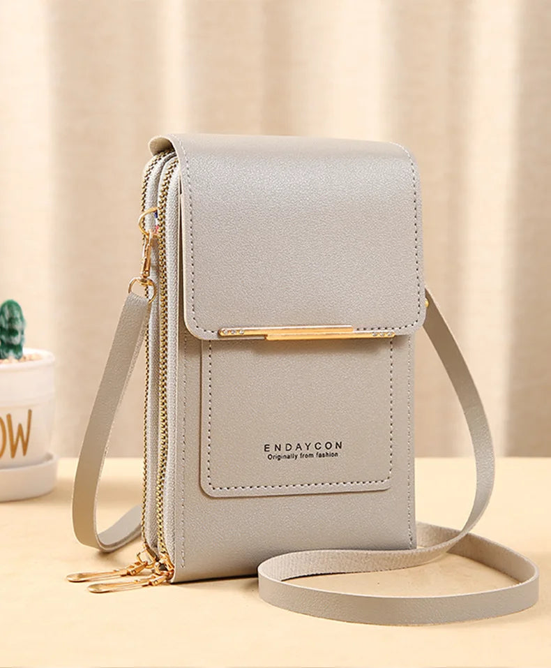 Women Crossbody Shoulder Bags Wallets Touch Screen Cell Phone Purse Soft Leather Strap Handbag for Female Luxury Messenger Bags
