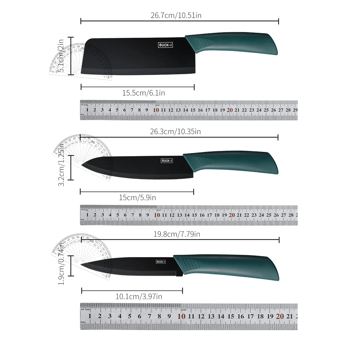 Kitchen Knife Set with Covers – Utility, Chef & Fruit Knife for Cutting Meat, Vegetables & More