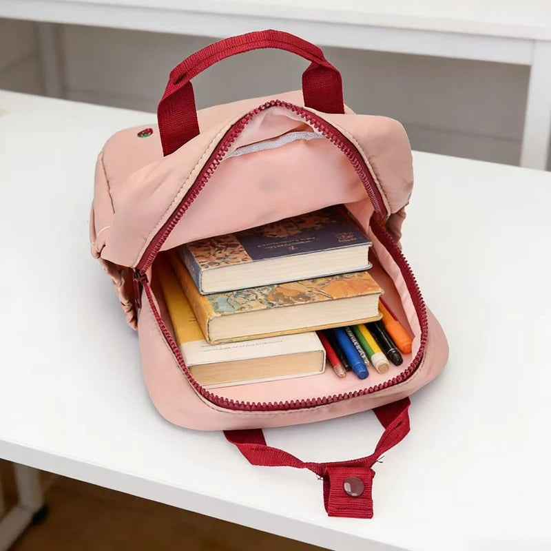 Custom Embroidered Heart Quilted Backpack – Personalized Cartoon Casual Bag
