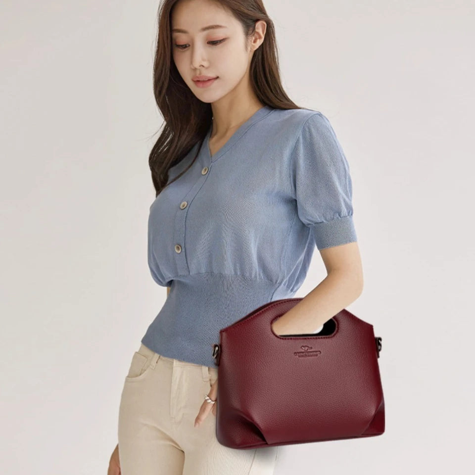 VANDERWAH Luxury Microfiber Leather Flap Shoulder Bag – Small Casual Tote Handbag for Women