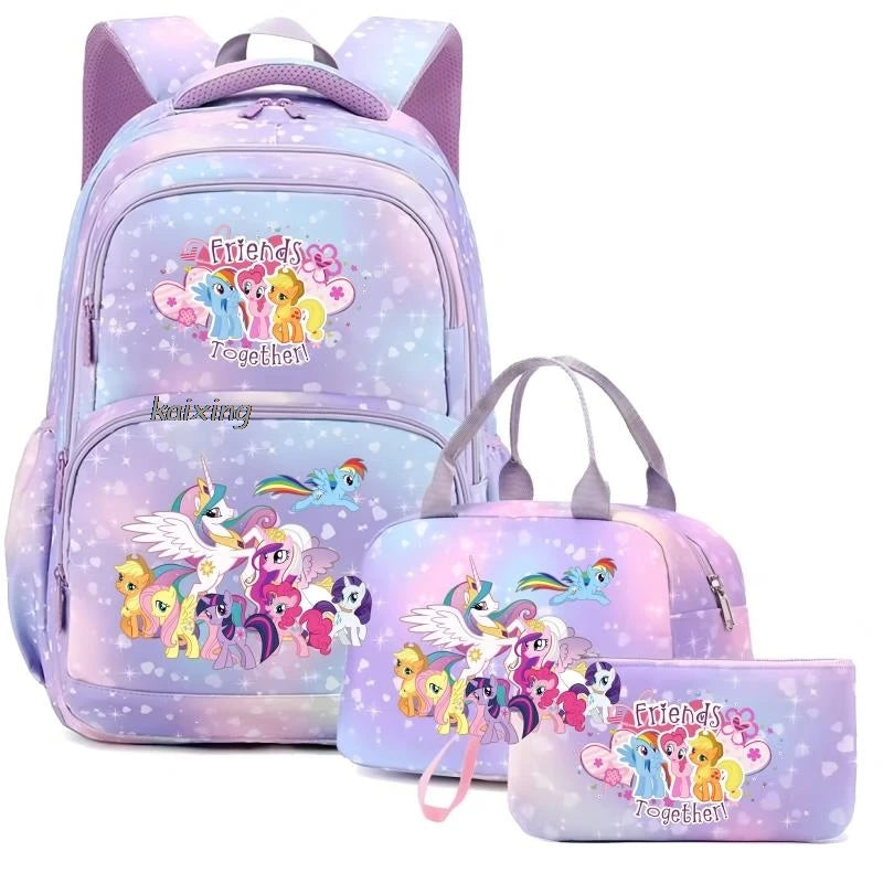 My Little Pony 3-Piece Kids Backpack Set – School Bag, Lunch Bag & Pencil Case