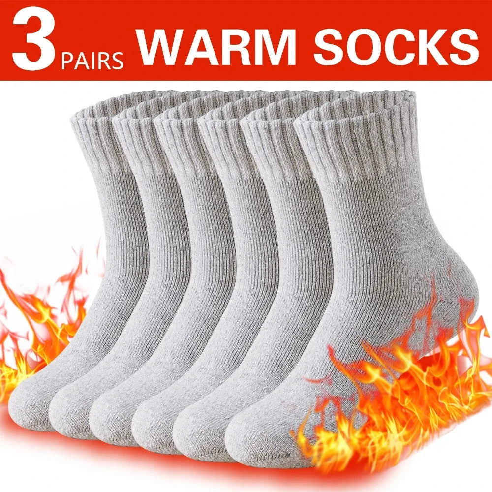 Men's Cotton-Blend Winter Socks, 3 Pairs