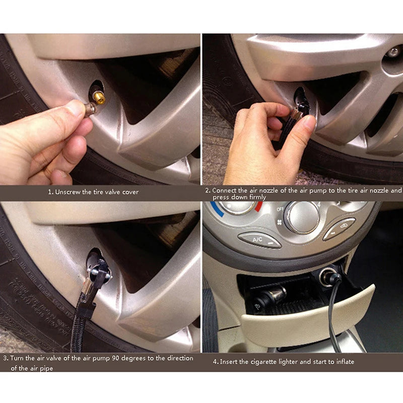 12V Corded Tire Inflator with Analog Gauge, 300 PSI