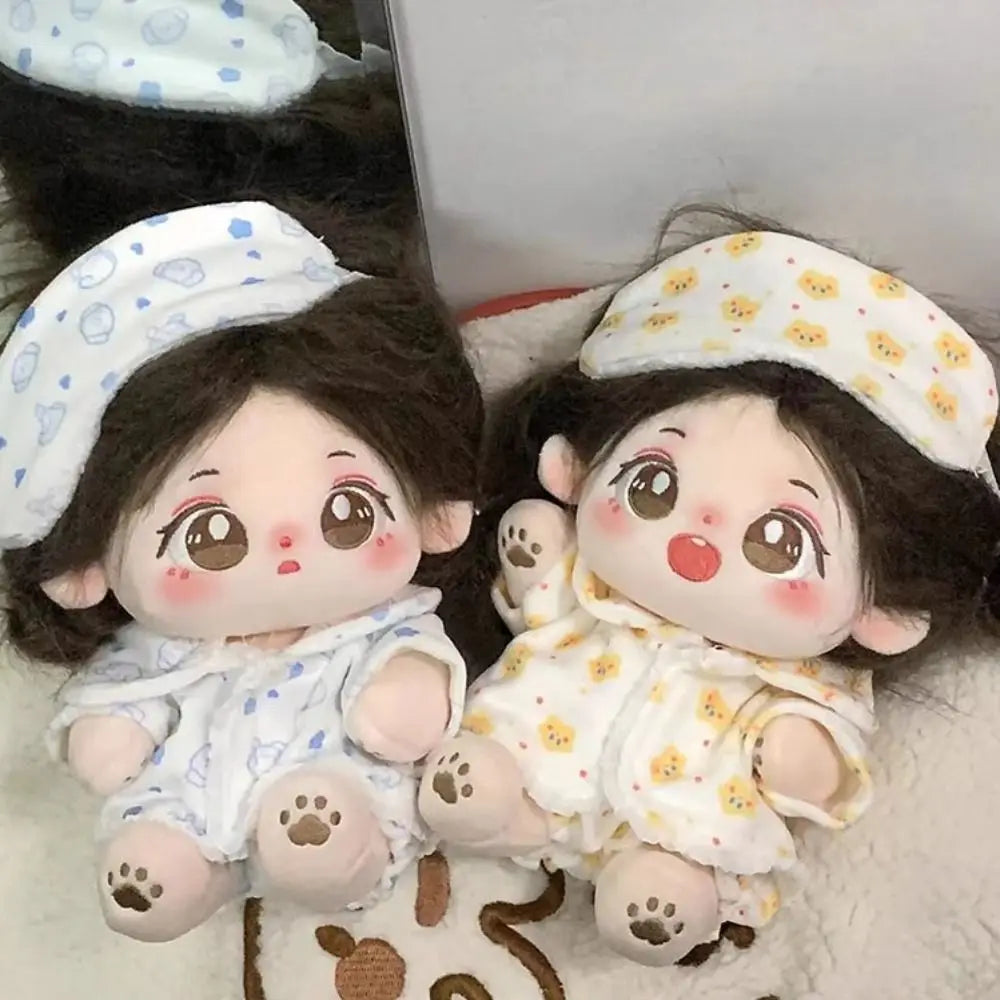 Doll Pajamas with Eye Mask – 15cm & 20cm Cotton Cartoon Doll Sleep Clothes & Bathrobe