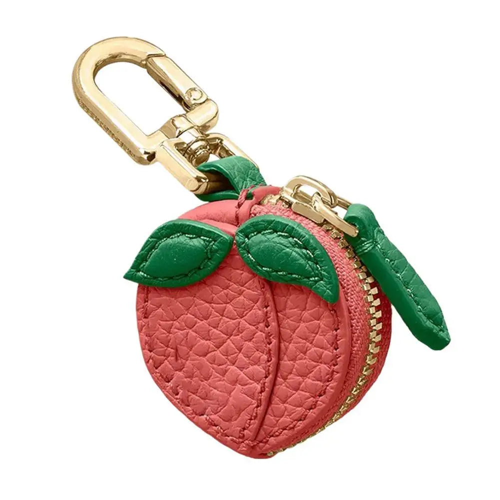 Cute Fruit Shape Leather Coin Purse – Mini Zipper Earphone Bag, Keychain Pendant Wallet for Women & Girls