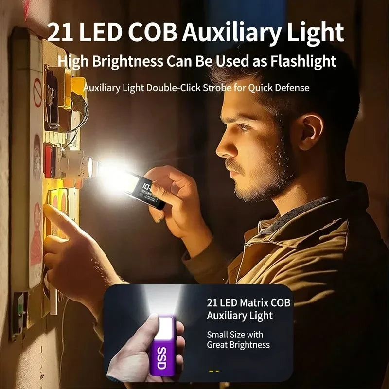 Mini COB LED Flashlight – 800 Lumen, Rechargeable, Belt Clip, Magnet, Waterproof EDC Pocket Light