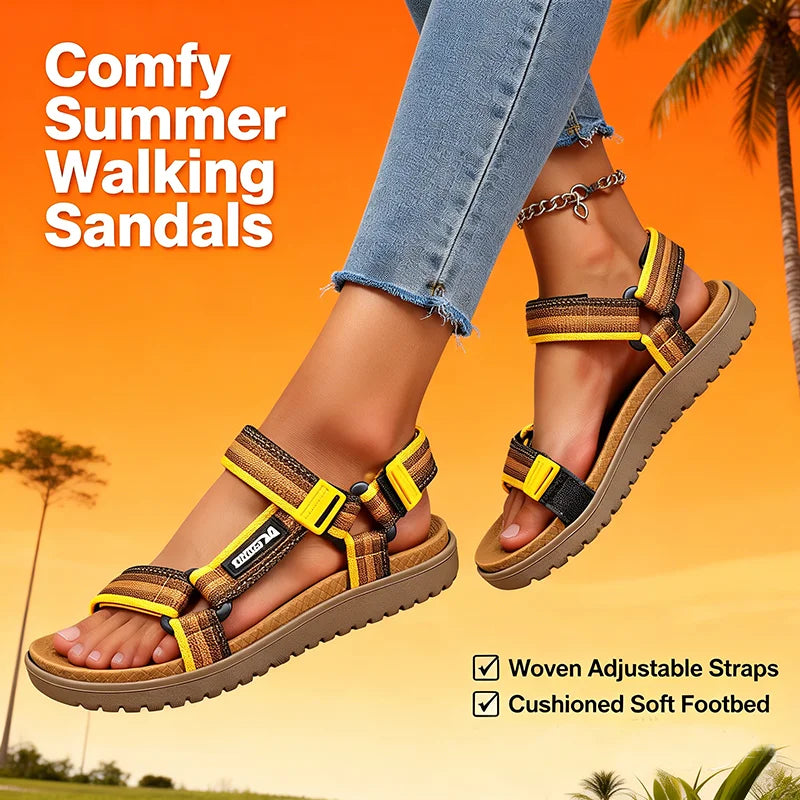 Women's Fashion Peep-Toe Flat Sandals – Casual Beach Holiday Shoes