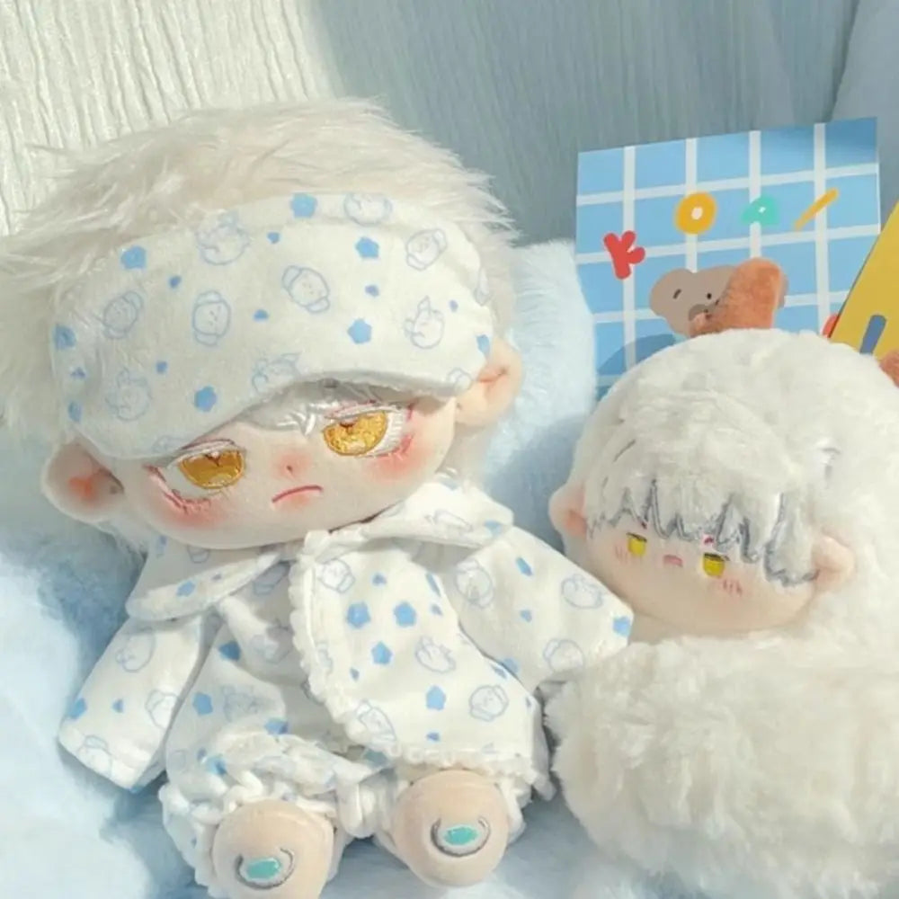 Doll Pajamas with Eye Mask – 15cm & 20cm Cotton Cartoon Doll Sleep Clothes & Bathrobe