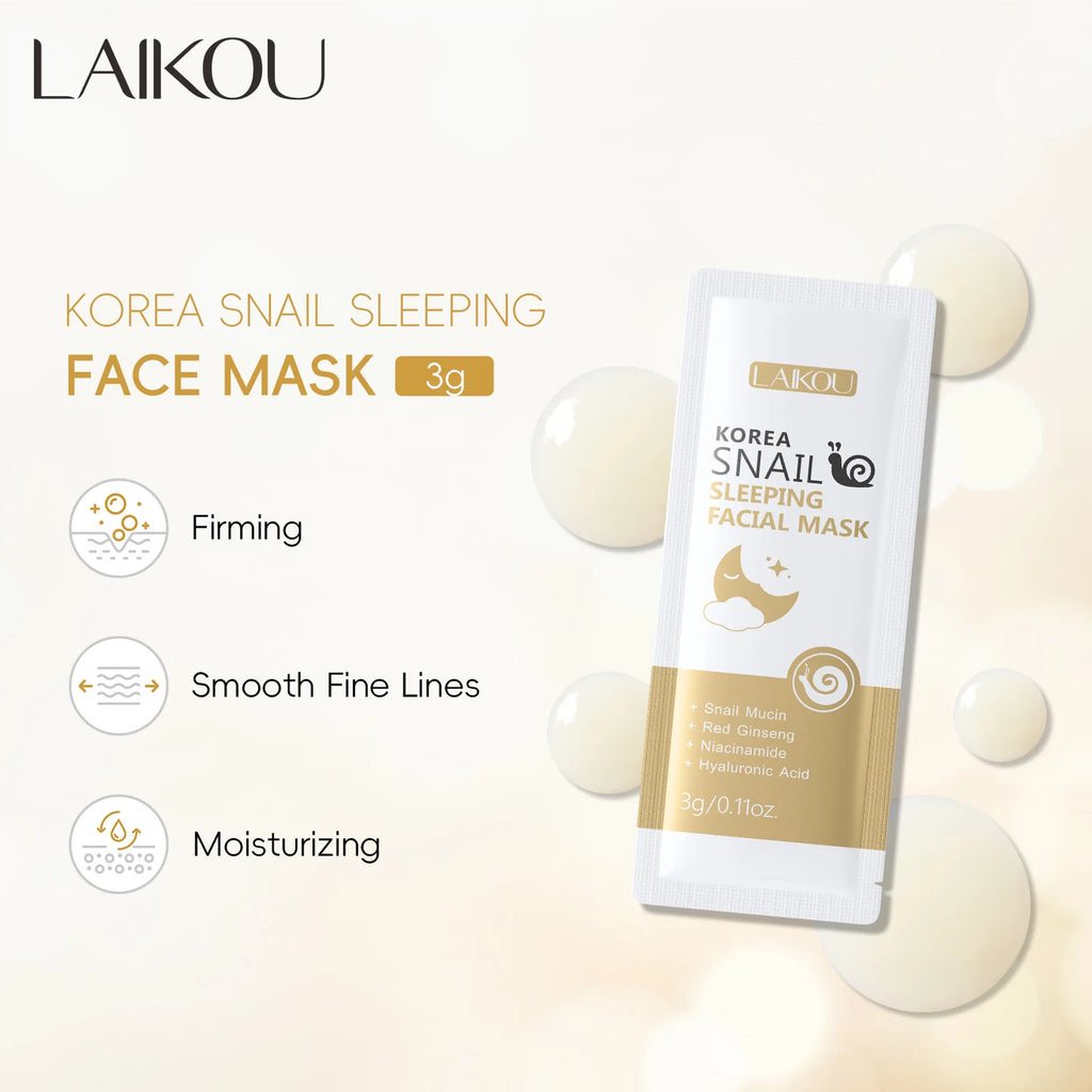LAIKOU 7-Piece Sleeping Face Mask Set — Snail & Matcha
