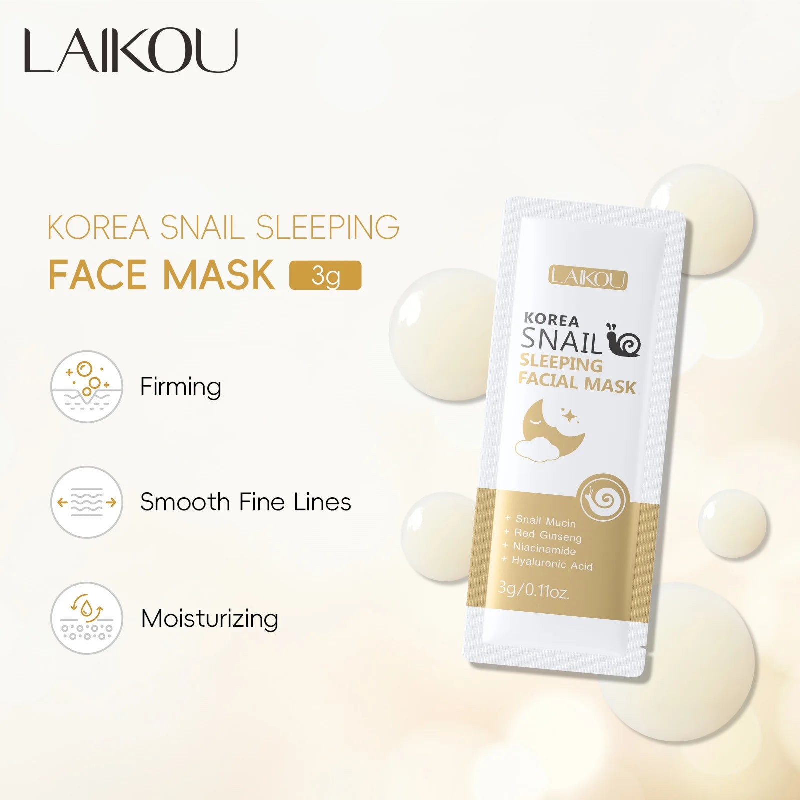 LAIKOU 7-Piece Sleeping Face Mask Set — Snail & Matcha