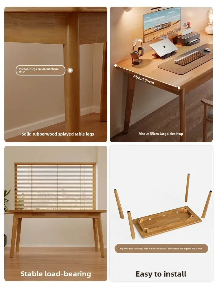 All Solid Wood Desk — L-Shape Pine Computer Desk with Bookshelf | Wall-Mounted Study Table