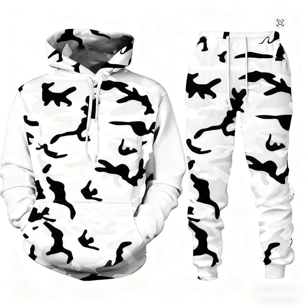 Men's Santa Claus 3D Print Hoodie & Pants Jogging Set – Camouflage Co-Ord