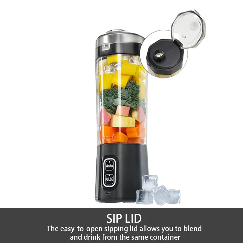 Portable USB Rechargeable Juice Blender – 700ml, 6-Blade Fruit Mixer for Shakes, Smoothies & Fresh Juice