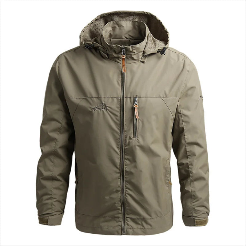 Men's Hooded Hiking Windbreaker – Multi-Pocket Jacket