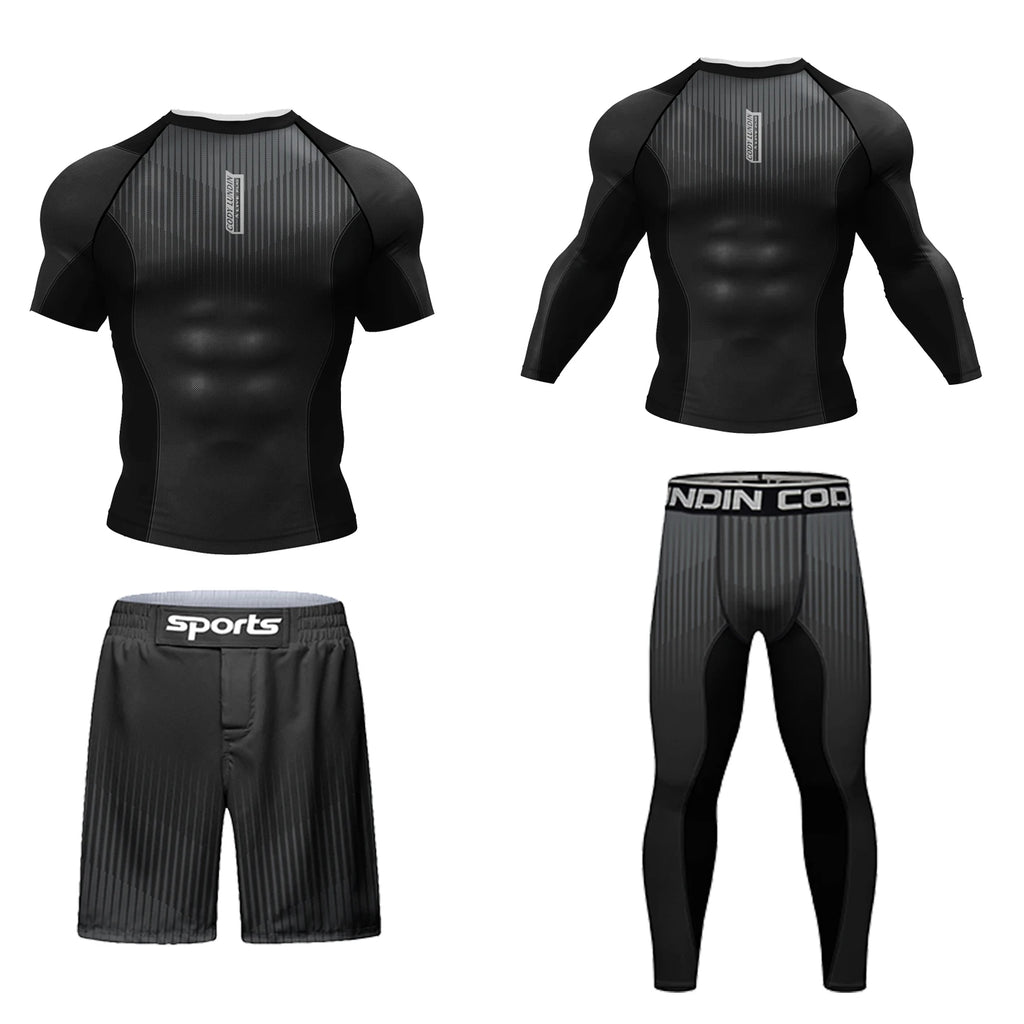 MMA BJJ Rash Guard 3D Print Compression T-Shirt & Pants – Durable Boxing Jogging Tracksuit