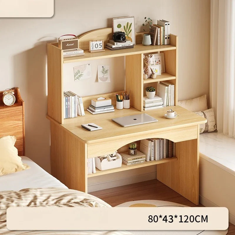 Home Desk with Integrated Bookcase — Student Study Table, Bedroom Dresser & Computer Desk with Storage